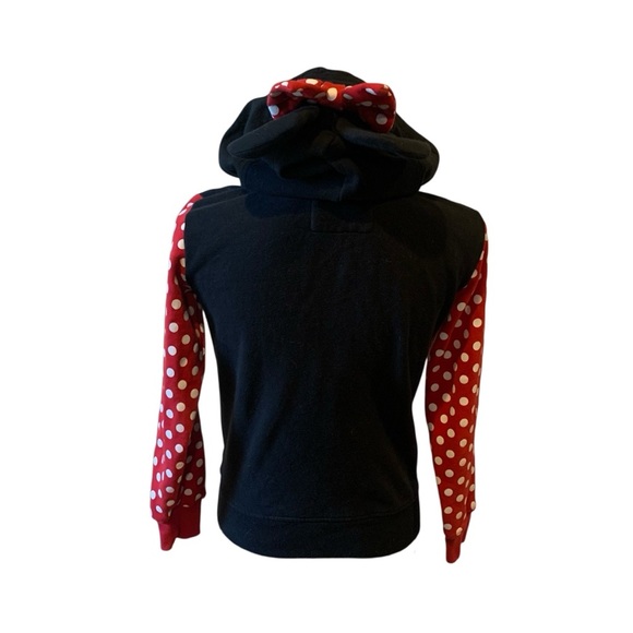 DISNEY Minnie Mouse Red and Black Polka Dot Hoodie with ears size XS - Picture 6 of 9